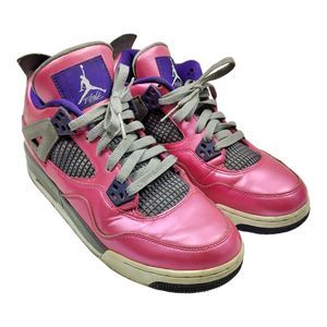 Nike Air Jordan 4 Retro GS Youth Pink Foil Sneakers Girls Shoes 487724-607 Sz 7Y